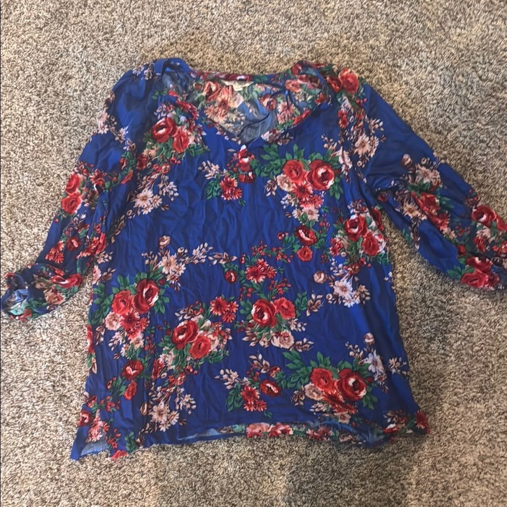The Pioneer Woman Blue Ruffled Blouse